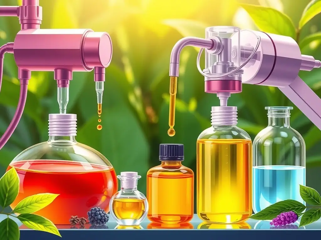 A vibrant image depicting Enviko's cosmetic biosynthesis process, highlighting natural ingredients and advanced extraction techniques.